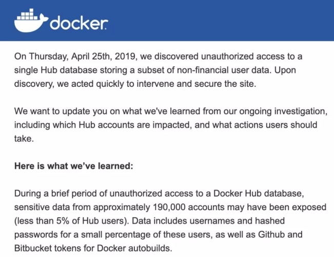 Docker Hub19万帐号被泄露